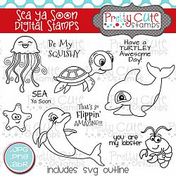 Sea Ya Soon Digital Stamps