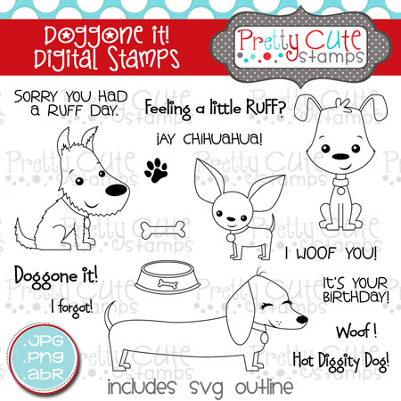 Doggone It! Digital Stamps