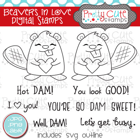 Beavers in Love Digital Stamps
