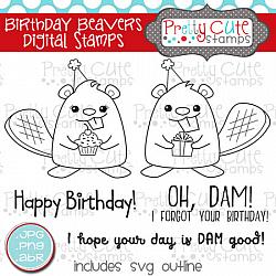 Birthday Beavers Digital Stamps