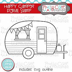 Happy Camper Digital Stamp