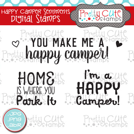Happy Camper Sentiments Digital Stamps
