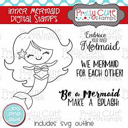 Inner Mermaid Digital Stamps