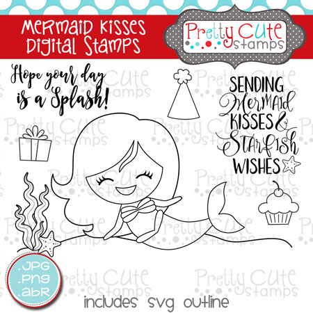 Mermaid Kisses Digital Stamps
