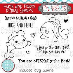 Hugs and Fishes Digital Stamps