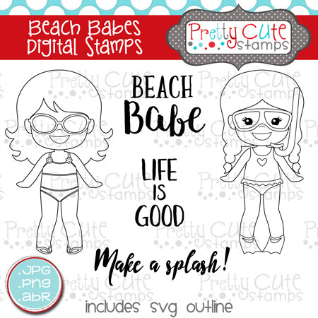 Beach Babes Digital Stamps