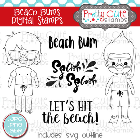 Beach Bums Digital Stamps