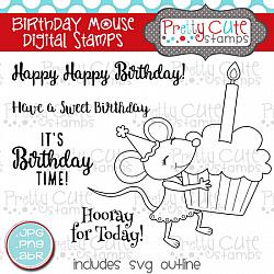 Birthday Mouse Digital Stamps