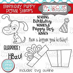 Birthday Puppy Digital Stamps