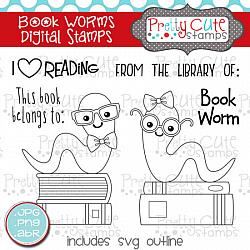 Bookworms Digital Stamps
