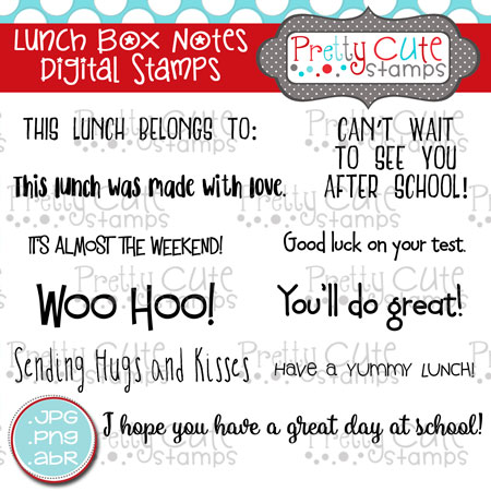 Lunch Box Notes Digital Stamps