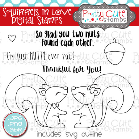 Squirrels in Love Digital Stamps