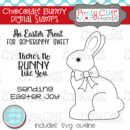 Chocolate Bunny Digital Stamps